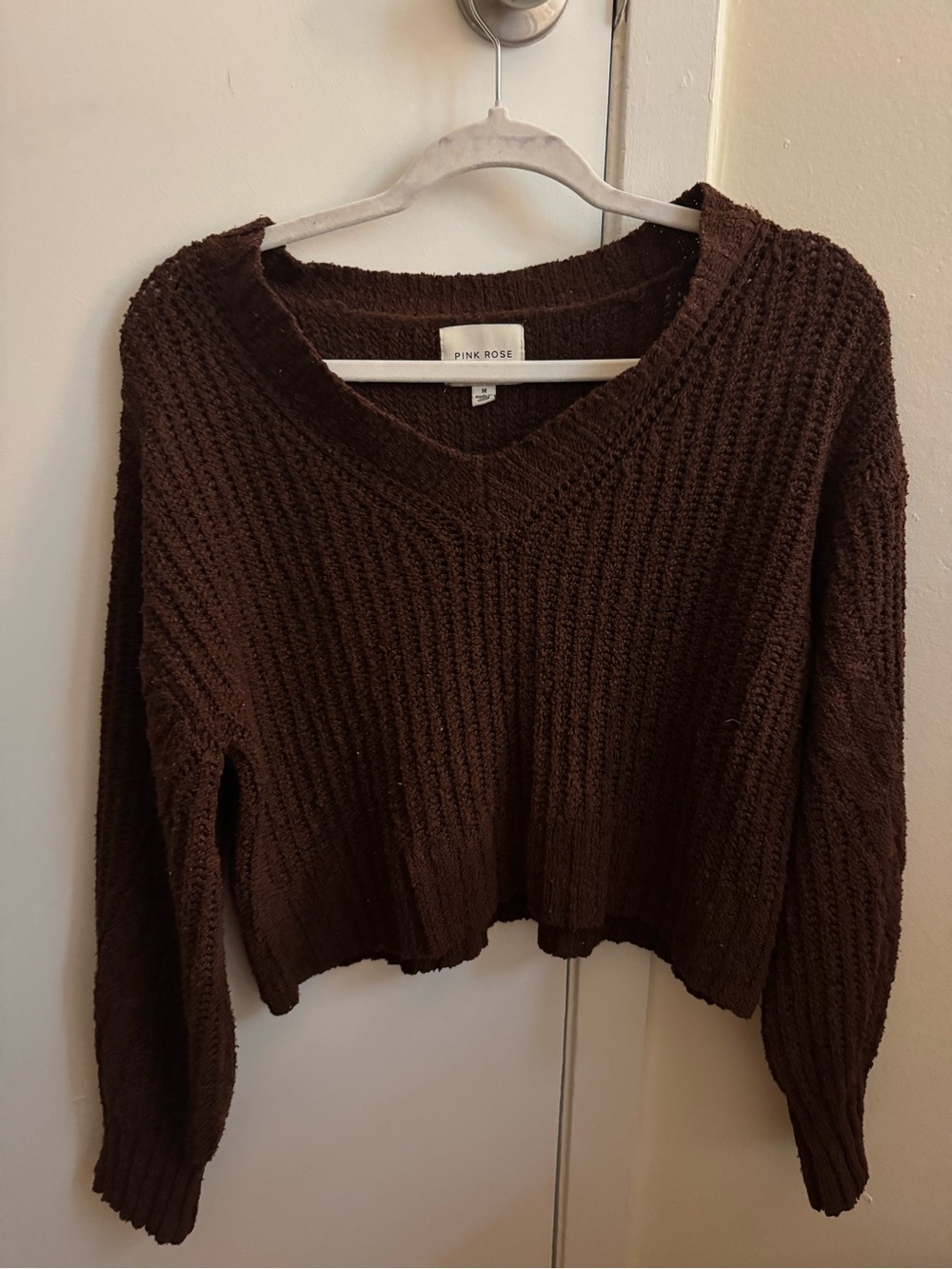 Pink Rose Burgandy Knit Sweater Size Medium Like New